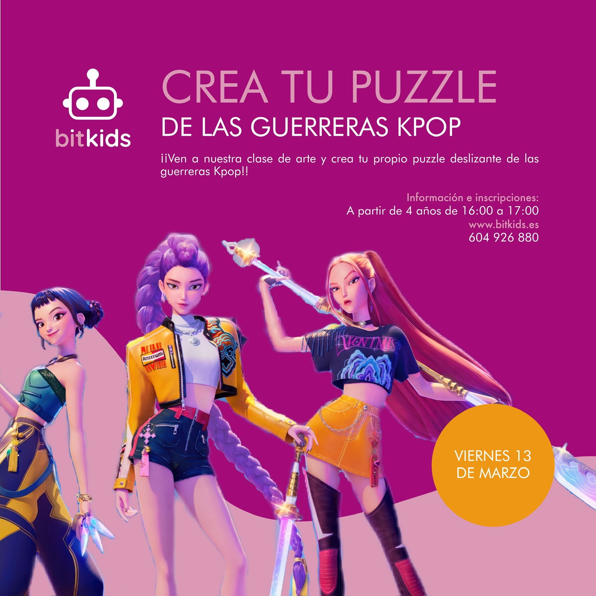 taller de manualidades, puzzle deslizante guerreras Kpop