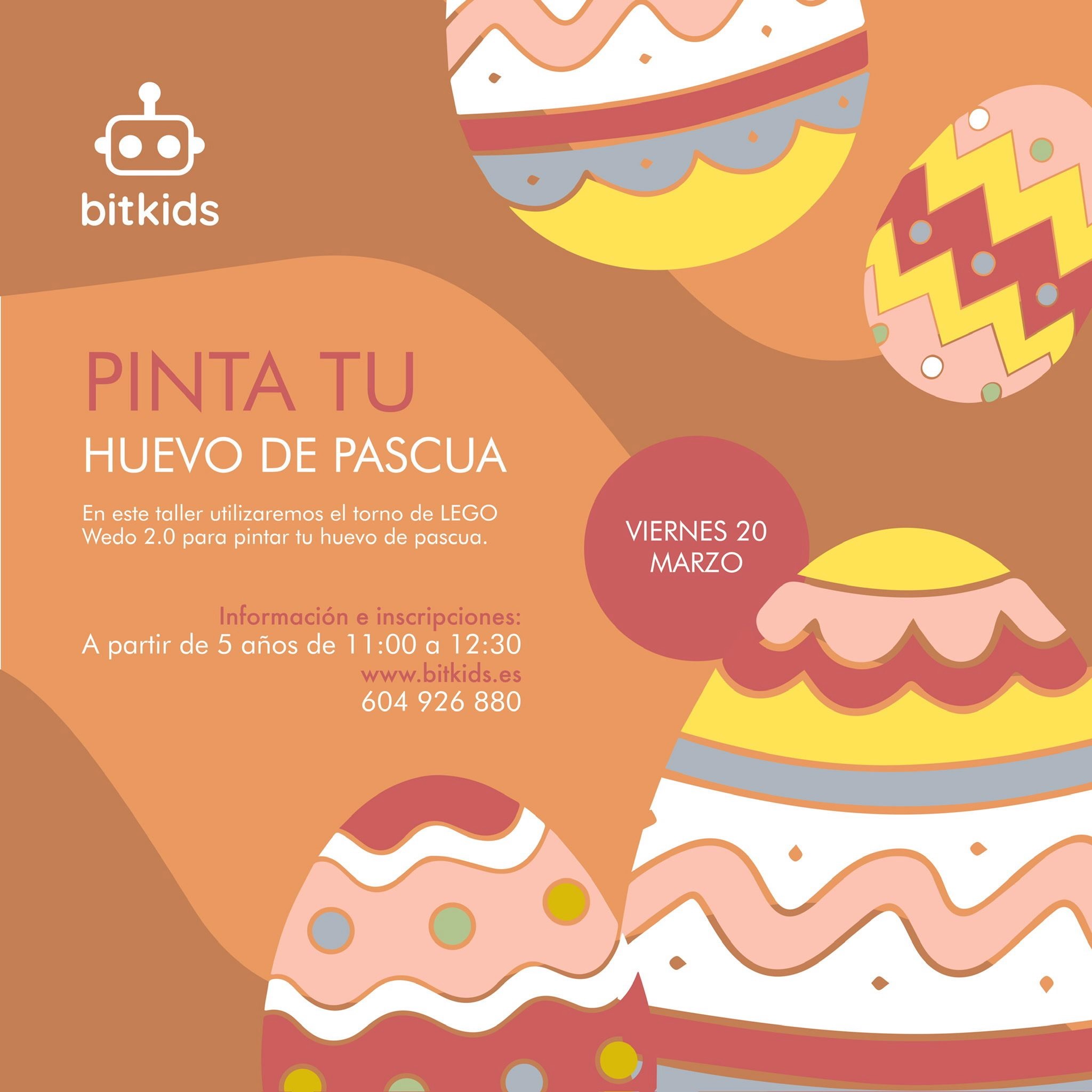 taller de manualidades y robótica, pinta un huevo de pascua con torno hecho con lego